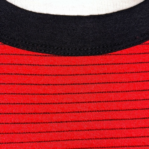 🆕Red KAREN KANE DRESS w/Black Side Panels, Accents & Pin Stripes & Back Zipper. - Picture 4 of 12